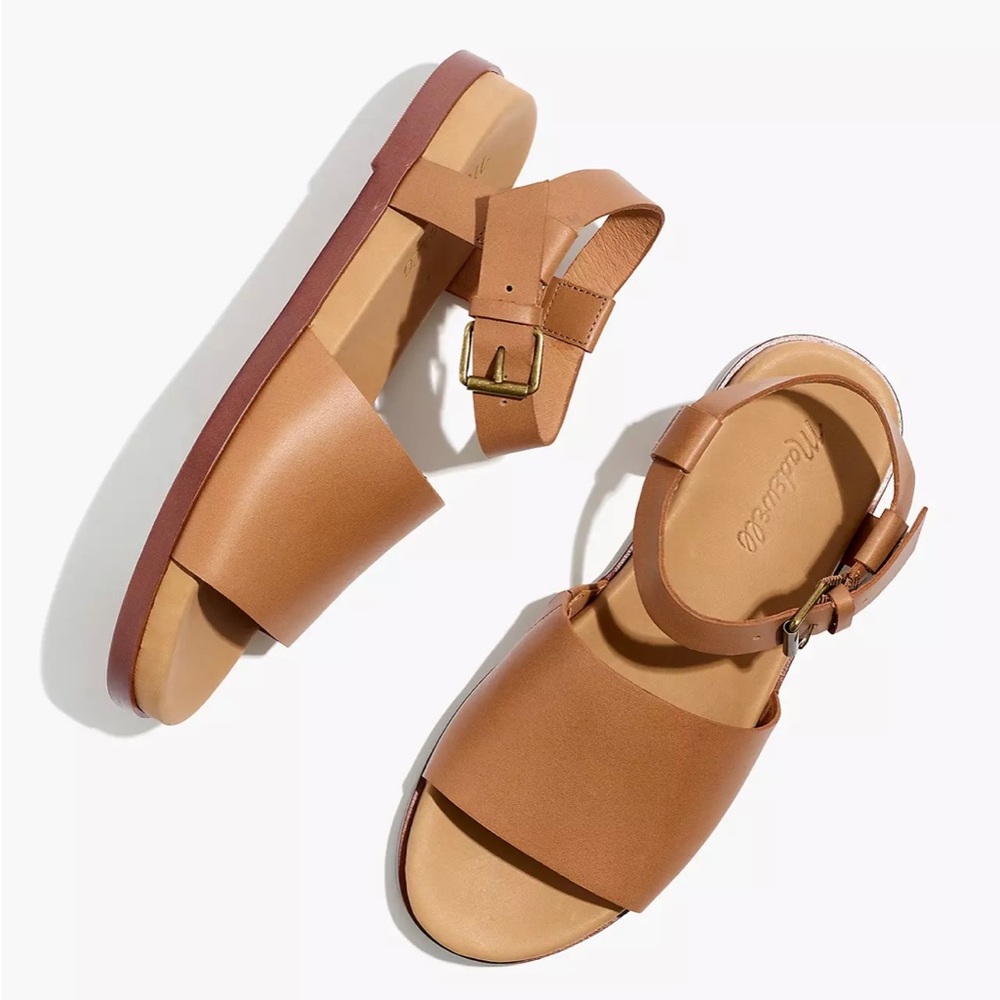Madewell Tan Leather Ankle Strap Sandals
